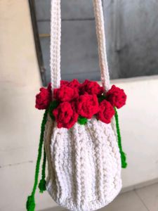 Handmade Crochet Rose Bag