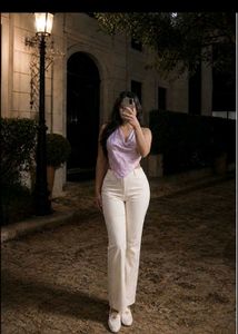lavander backless satin top