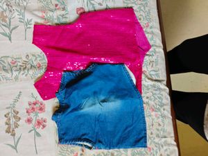 Cute Girls Denim &amp; Sequins Vests