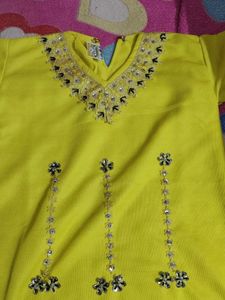 Bright Yellow Embellished Kurta