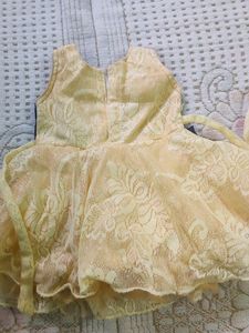 Baby Girl Frock Blue And Cream Colour
