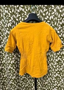Y2K Mustard Yellow Peplum Top
