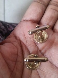 vintage two - tone gold - plated round cufflinks