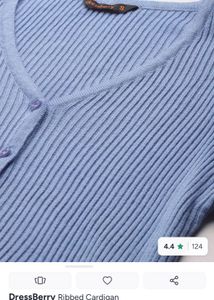 dressbery Blue Ribbed Cardigan