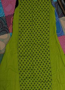 Lime Green Printed Kurta
