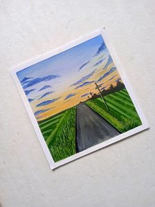 Painting Sky Road Greenery