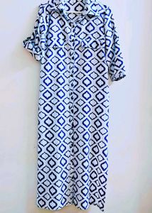 💠Blue &amp; White Shrug/Kurta in Geometric Print
