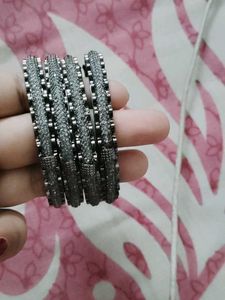 Set of 4 Oxidized Silver Bangles