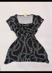 Chic Chain Print Square Neck Dress
