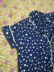 Cozy Star Print Pajama Top