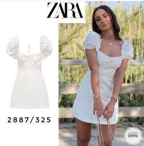 ZARA White Puff Sleeve Mini Dress