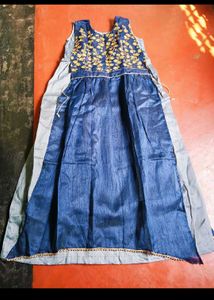 Elegant Blue Embroidered Ethnic Gown