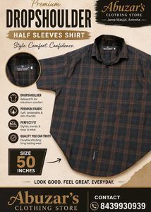 50 Inches Men's Downshoulder Half Sleeves Shirt