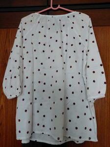 White Top with Red Ladybug Print