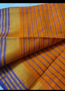 Vibrant Checked Orange Saree with blouse pc