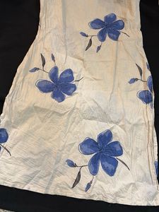 Cream Blue Floral Kurta