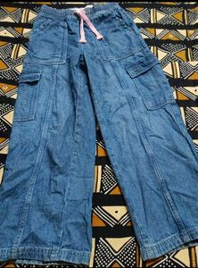 Blue Denim Cargo Pants