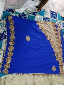 Royal Blue Embellished Saree