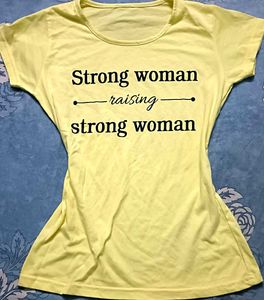 Yellow "Strong Woman" Graphic T-Shirt