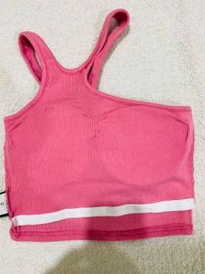 Hot Pink One Shoulder Cut-Out Crop Top