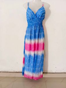 Blue &amp; Pink Tie-Dye Maxi Dress