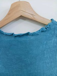 Blue Embroidered Boho Blouse