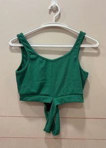Emerald Green Tie-Front Crop Top