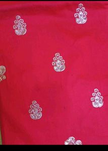 Red Embroidered unstitched suit