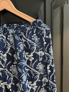 Blue Floral Print Palazzo Pants high waist