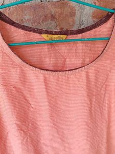 Aurelia Peach Striped Sleeveless Top