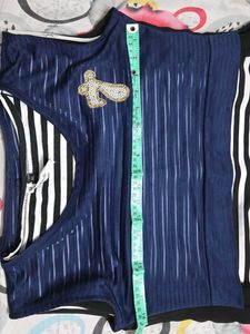Stylish Blue Striped Top with Overlay