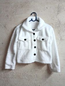 Cozy White Teddy Jacket Cropped
