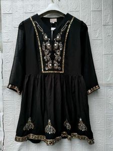 New with tag Korean Embellished Black Kurta Top