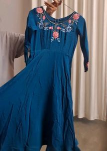 Elegant Blue Embroidered Gown