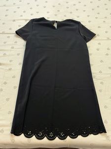 Chic Black Laser Cut Hem Dress