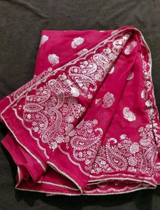 Rani color Saree with blouse