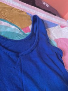 Royal blue sleeveless A-line dress