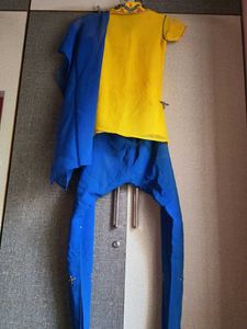 Yellow Kurta Set with Blue Bottoms