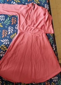 Elegant Pleated Coral Dress