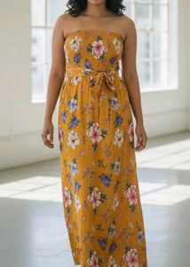 Mustered Floral Gown