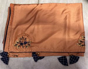 Elegant Peach Saree with Embellishments