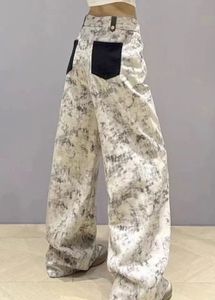Stylish Wide-Leg Marble Print Pants