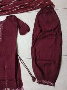 Elegant Maroon Kurta Set with Dupatta