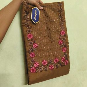 Elegant Brown Kurta Set with Floral Embroidery