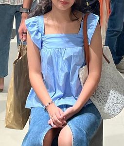 Blue Ruffle Top