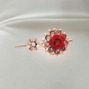 Set of 6 Red Rose Hair Pins