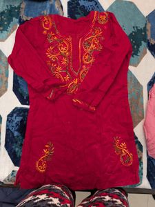Embroidered Red Kurta