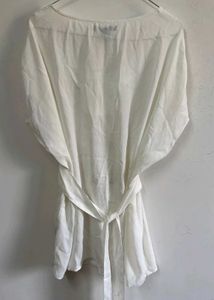 Chic White Tunic with Sequined Belt
