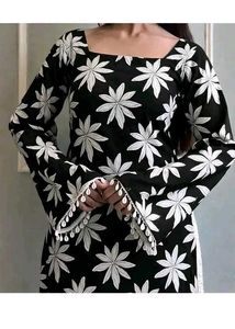 Stylish Black &amp; White Floral Kurta