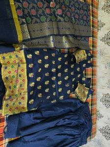 beautiful navy blue salvar suit with jari work dup